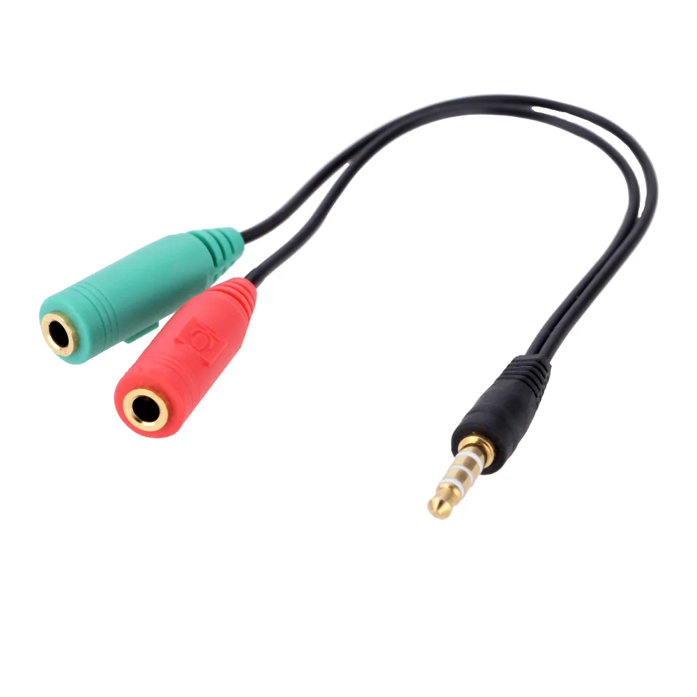 

Portable 4 Segment 3.5mm male to Dual 3 Segment Female Audio Cable Audio Line Connect Mic Earphone Headphone Laptop Computer