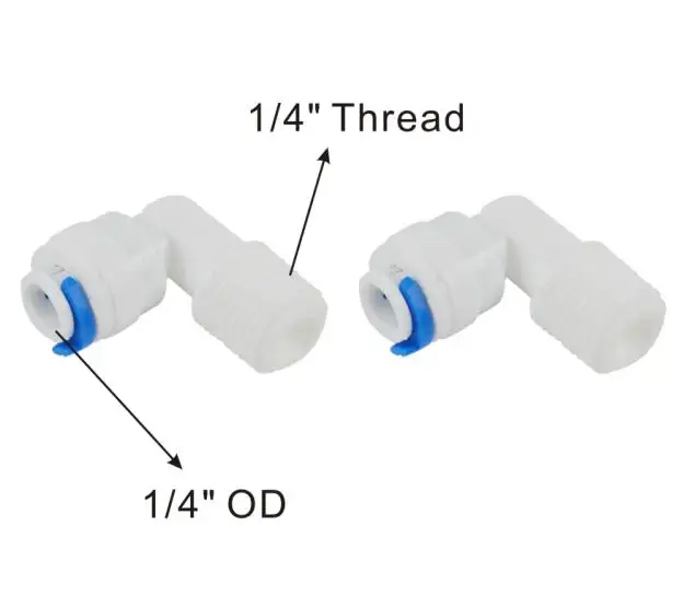 Мужской Локоть 1/4 "резьба до 1/4" быстросъемный Фиттинг Запчасти для фильтров воды и обратного осмоса RO Systems-2 Pack