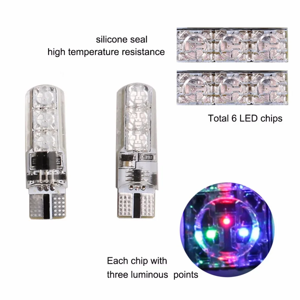 GOOGION RGB T10 W5W светодиодный Габаритные фонари для автомобиля SMD 194 168 лампочка с