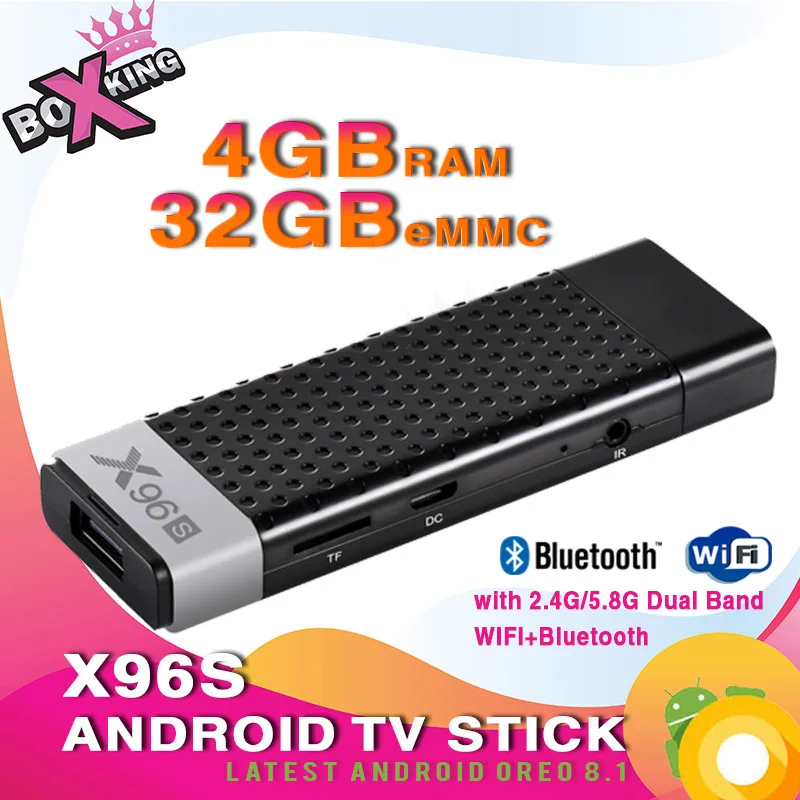 

X96S mini TV stick 2/4/16/32GB Amlogic Quad core Android 8.1 4K Ultra HD 5G/2.4GHz WiFi BT4.2 Smart TV stick player xiaomi (p10)