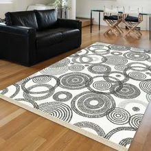 Белый пол черный круг абстрактные геометрические 3d печати противоскользящие килим моющиеся декоративные килим области ковер богемный ковер