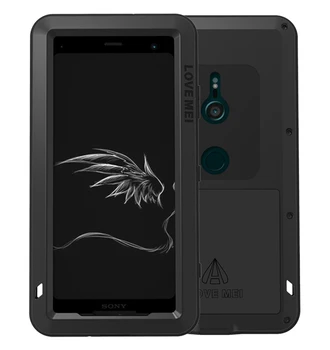 

Love Mei - Funda Compatible con Sony Xperia XZ3 ,Aluminio y Silicona Ultra Resistente Cristal Gorila Glass - Negro