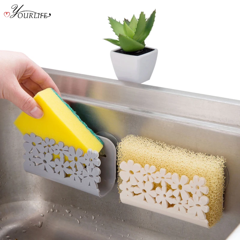 

OYOURLIFE 1pc Multi-Function Drainage Sponge Soap Storage Racks Suction-Cup Storage Rack Home Kitchen Bathroom Accessories