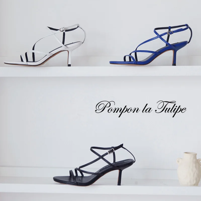 

BHS 901114 Chic Round Toe 6CM High Heels Stilettos Genuine Leather Stylish Sandals Sheepskin Fashion Women Shoes Party Wedding