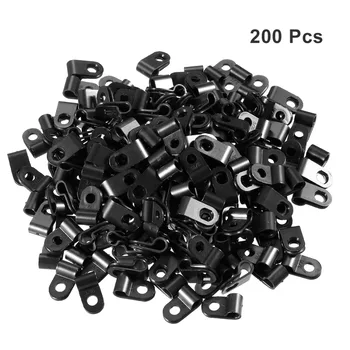 

Uxcell New Hot 200Pcs Fit 3.1mm/5mm/10.4mm Cable Dia Nylon Black R-type Cable Clamp Organizer Cord Clips for Wire Management