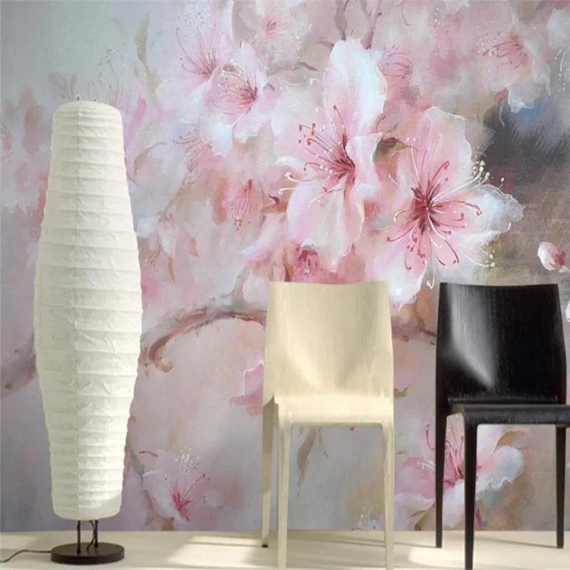 

Plum flower hand painted oil painting bedroom wall custom high-end mural factory wholesale wallpaper mural photo wall