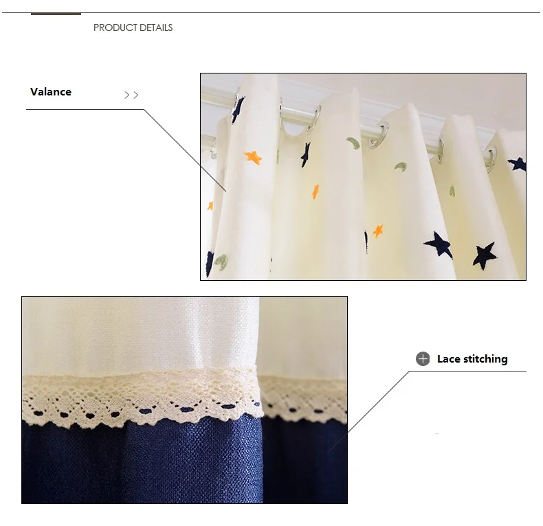 Curtains Kids Curtains Embroidery Star Moon Contracted Contemporary Stitching Window Curtains for Children Bedroom Screening Baby Room Curtains luxury