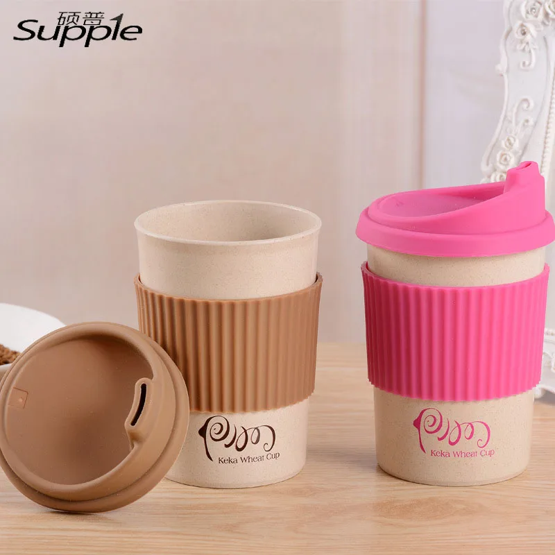 

350ml/450ml/550ml Coffee Tea Bottle Wheat Straw with Plastic Tumblers Water Bottle Home Office Drinkware Tableware Tools