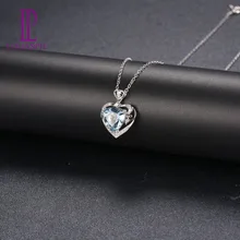 LP камень ювелирные изделия 2.88ct натуральный драгоценный камень Аквамарин бриллианты сапфиры 18k кулон из белого золота для женщин подарок