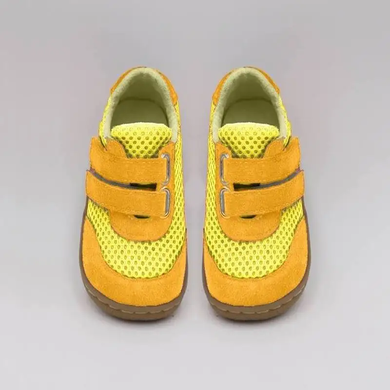 Tipsietoes Лидирующий бренд, весенние модные сетчатые дышащие спортивные кроссовки для девочек и мальчиков, Детские Босиком кроссовки - Цвет: Yellow
