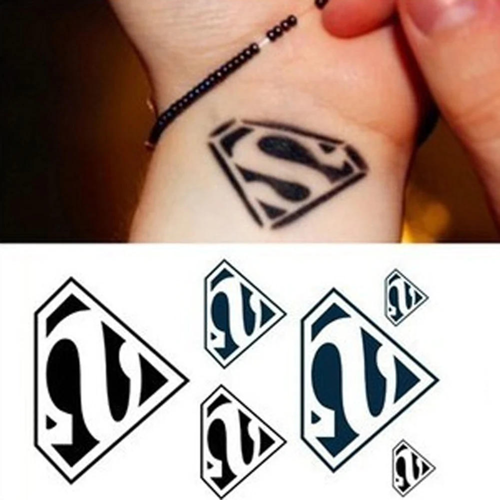 

New Fashion Superman Design Temporary Tattoos Stickers Waterproof Body Art Sexy Black And Blue Fake Tattoos Drop Shipping