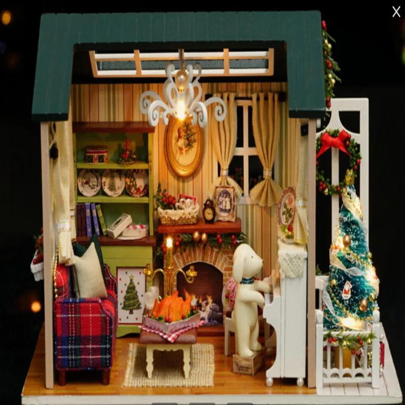 

New CuteRoom Z-009-A Dollhouse Handmake DIY Doll House Miniature Kit Collection Christmas Gift With Light Toy For Children