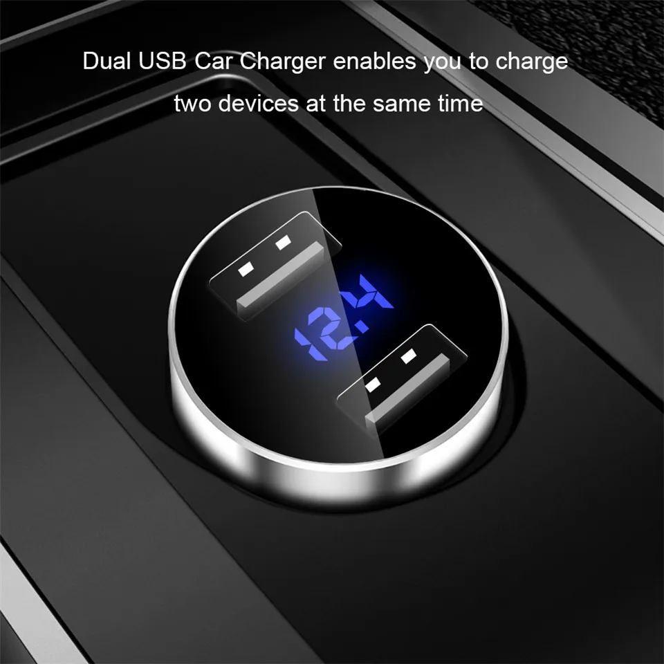 Wireless Car Charger Dual USB Ports Quick Charger 5V 3.1A LED Display Car Cigarette Lighter Splitter Adapter for iphone Android (10)