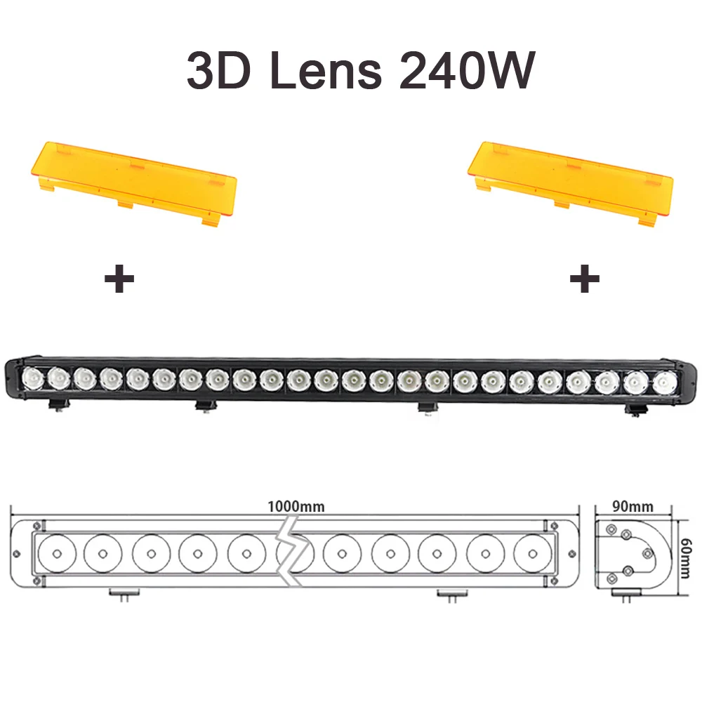 Янтарь в один ряд Светодиодный светильник бар пятно Наводнение Combo Луч для 4x4 внедорожный УАЗ ATV SUV трактор грузовик лодка 12 в 24 В вождения Barr светильник s - Цвет: 3D 240W
