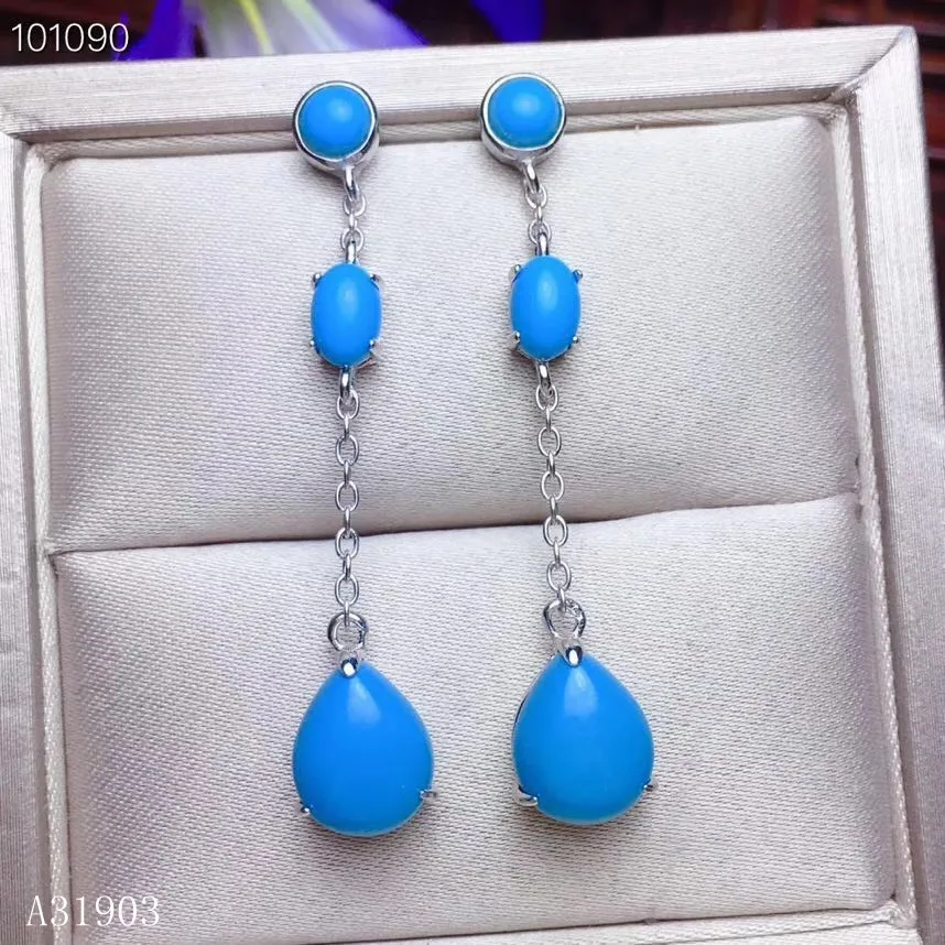 

KJJEAXCMY boutique jewelry 925 sterling silver inlaid turquoise female earrings