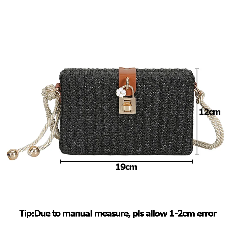 Women Hot Straw Bags Female Summer Beach INS Popular Handbag Lady Casual Rattan Shoulder Bag Travel Woven Mini Crossbody SS3122 (20)