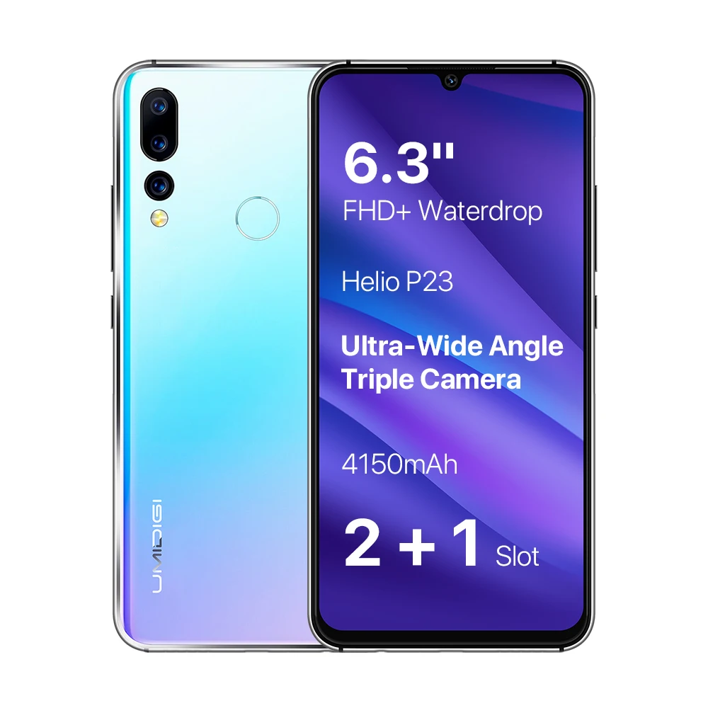 UMIDIGI A5 Pro Android 9,0 восьмиядерный 6," мобильный телефон 16MP тройная камера 4150 mAh 4+ 32 GB Global LTE 4G смартфон с отпечатком пальца смартфон - Цвет: Синий