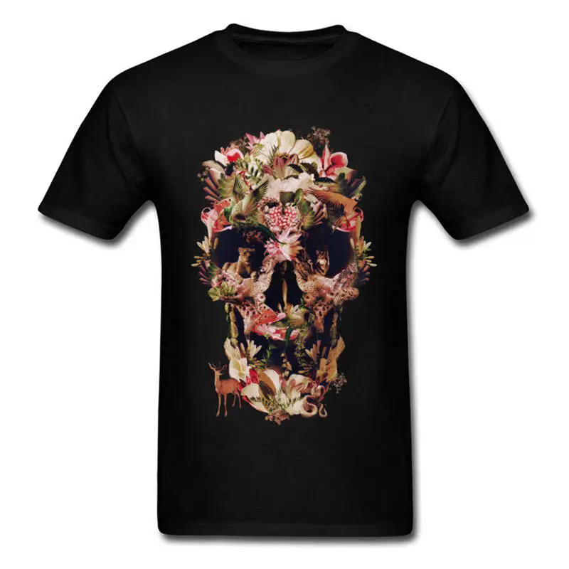 

Company T Shirt Design Jungle Skull Normal Men'S Comfort Soft O-Neck Short-Sleeve Shirt