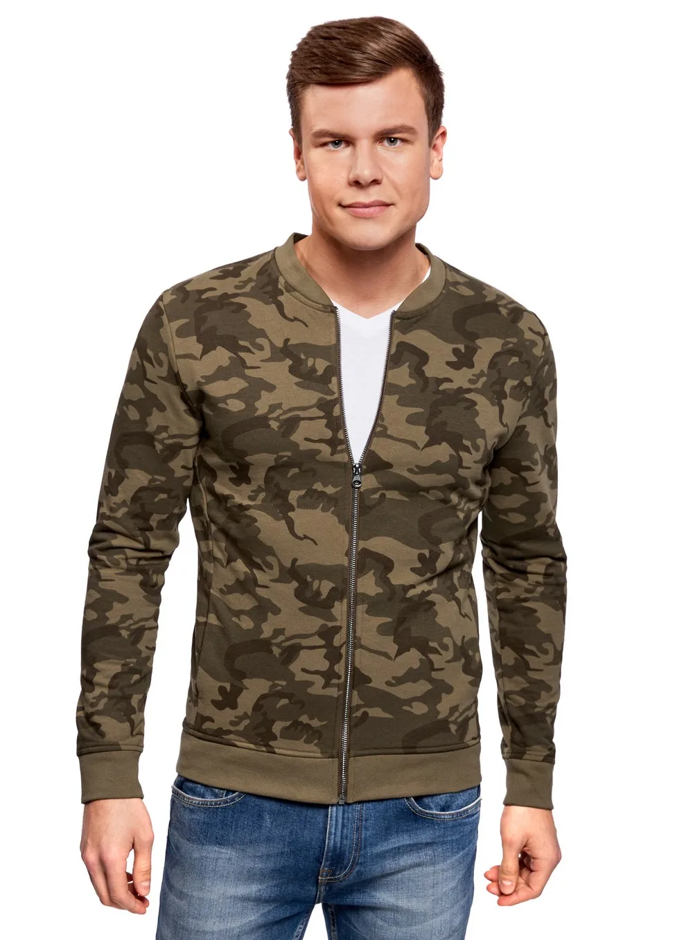 oodji Толстовка на молнии в стиле милитари 5L911031M 46953N 46953N|jackets for men|men jacketjacket men |
