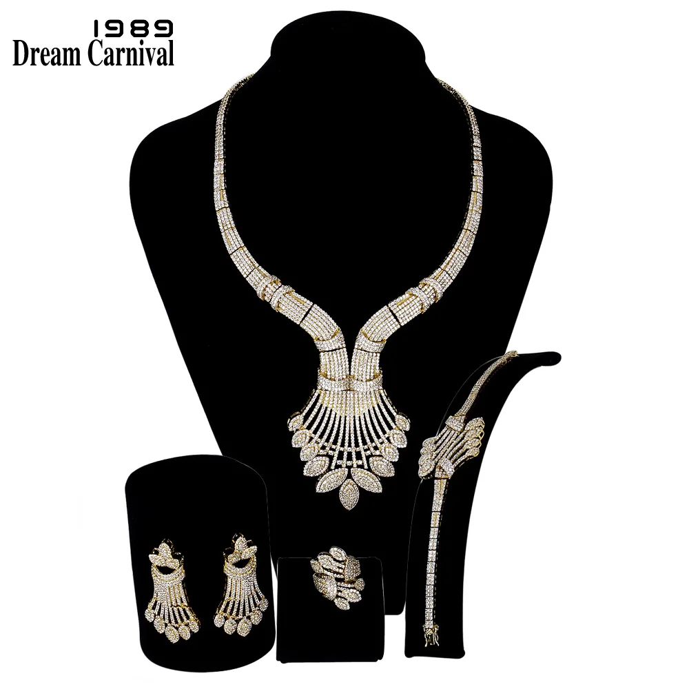 

DreamCarnival 1989 Luxury Jewellery Sets for Women Gold Color Zircon Wedding Bijoux Middle East Dubai Hot Selling SN05957-2B