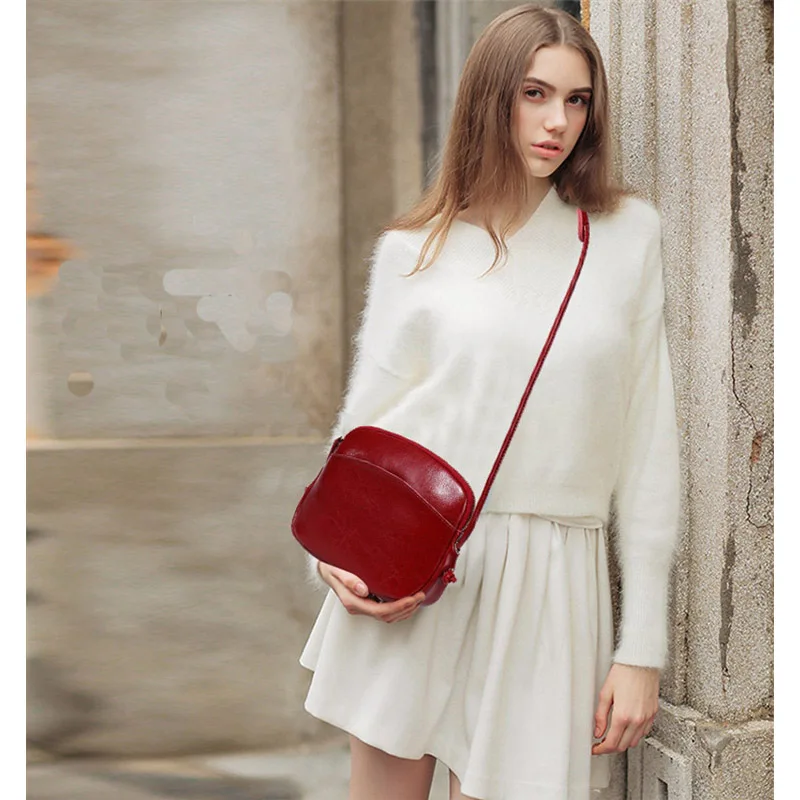 

Osmond Fashion Small Shell Bags Retro Messenger Bag Women Leather Shoulder Red Black Brown Luxury Moblie Strap Phone Bag Mini