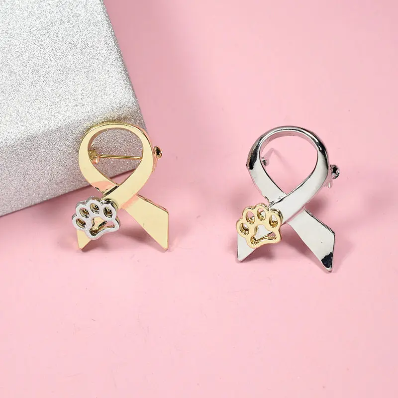 

1 PC 3.2*2.2 CM Metal Alloy Badge Brooch Bow-tie Shape Paw Print Pattern Gold Silver Color T-shirt Bag Scarf Jeans Lapel Deco
