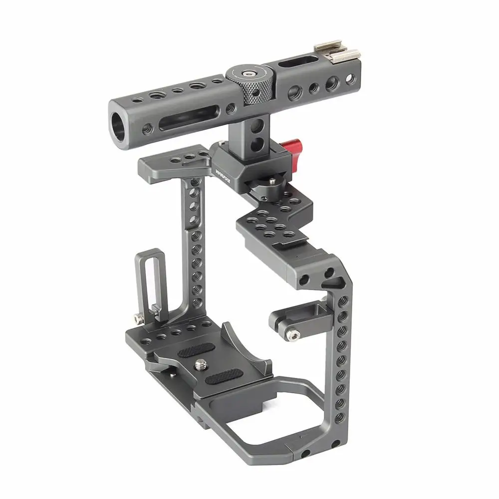 

WARAXE GH5 Kit Camera Cage,for Panasonic GH5 GH4 with NATO Rail Handle Grip and 1/4" and 3/8" Threaded Holes Cold Shoe Base