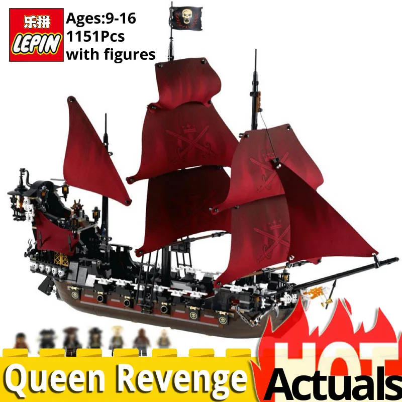 

LEPIN movie Pirate Ship model 16009 compatible Caribbean 4195 Queen Revenge Building Blocks Bricks Toys for boys christmas gifts