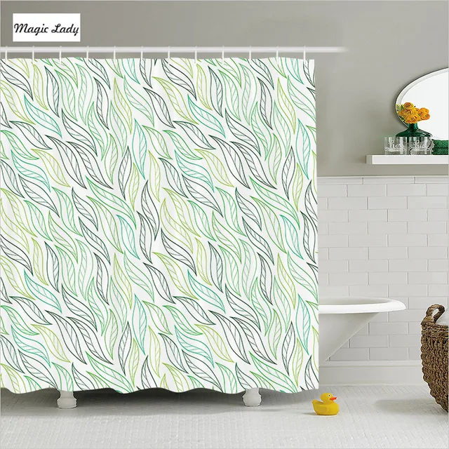 Shower Curtain Clip Bathroom Accessories Leaves Art Elegant Leaf