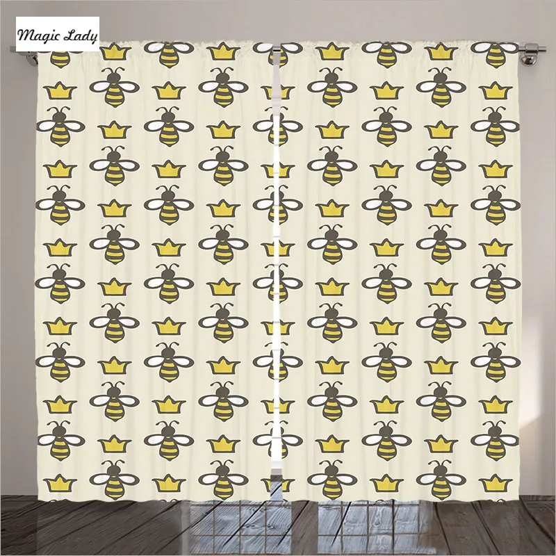 Curtains Decor Children Living Room Bumblebees Wasps Nest