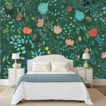 

Nostalgic watercolor lily background wall professional production mural wholesale wallpaper custom photo wall
