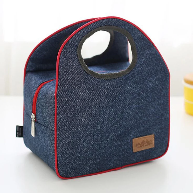 

Portable Tote Denim Thermal Bag Heat Insulated Lunch Storage Cooler Food Box Picnic Drink Food Thermal Ice Cooler bag bottle bag