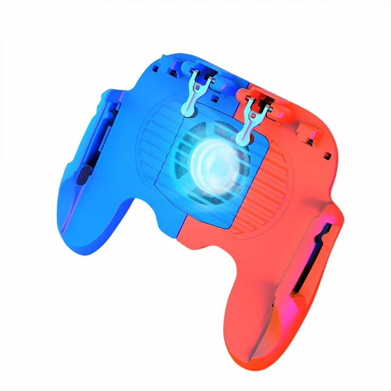 H6 PUBG игровой контроллер геймпад охлаждающий вентилятор стрельба металлическая кнопка пуска свободный огонь Джойстик Геймпад для iPhone Android мобильный телефон - Цвет: Blue Red
