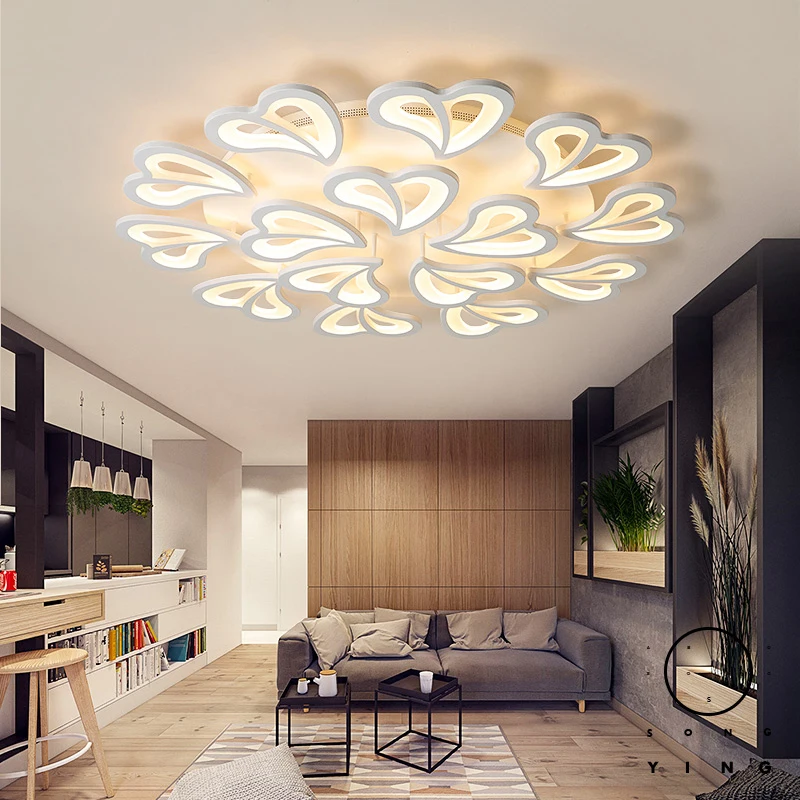 

Hot Surface Mounted Modern Led Ceiling Lights For Living Room Bedroom 3/5/9/12/15 Petals Ceiling Lamp Fixtures 110V 220V