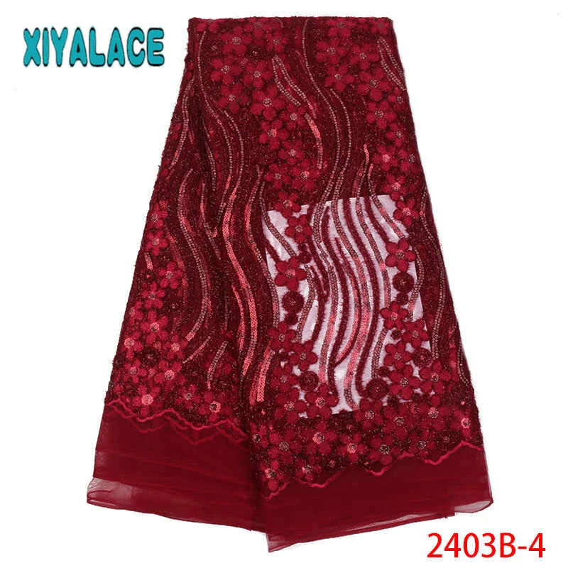 

Beautiful Sequins Tulle Lace Fabric with High Quality African with Embroidery 2018 Popular Lace Fabric For Wedding PGC2403B-2
