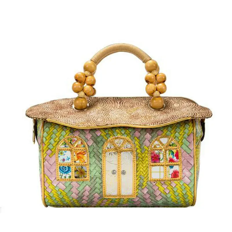 

2018 new Fairy tales house handbag handmade designed unique lolita bag women's cute tote rope handle handbag novelty shaped bag