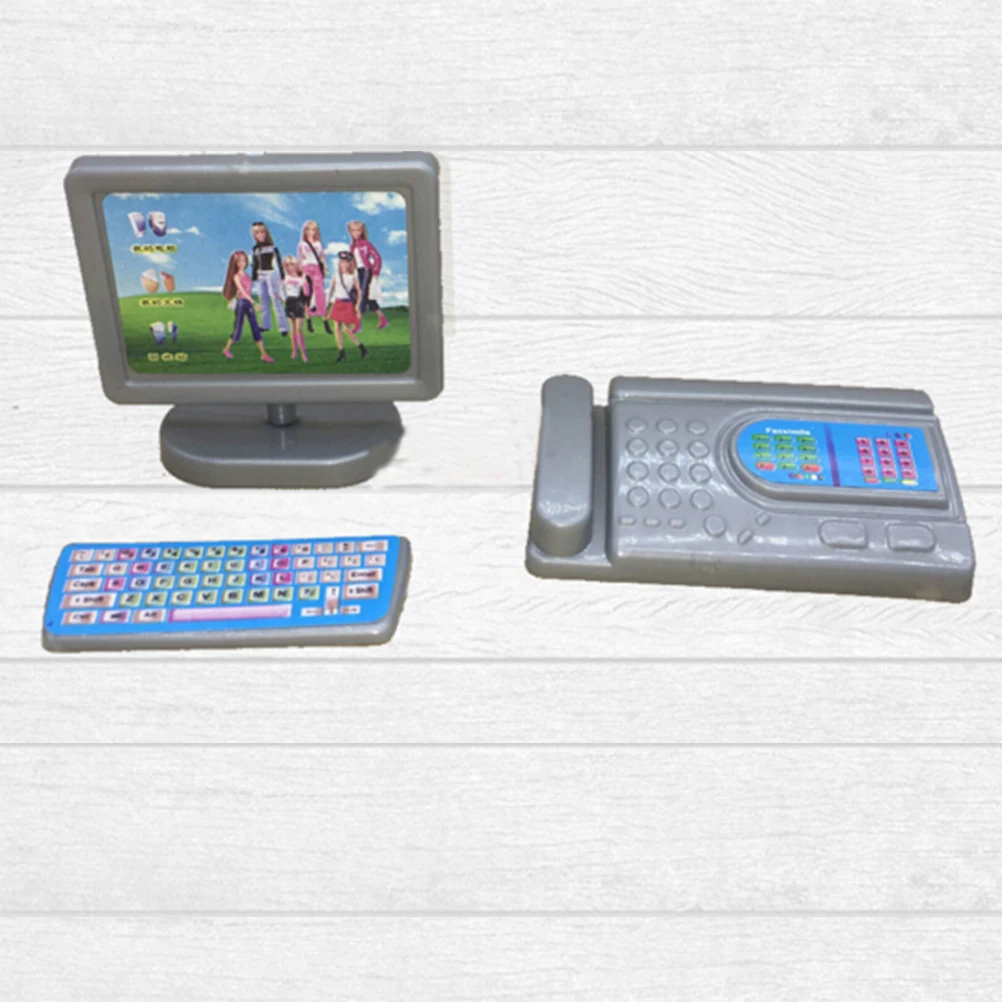 

TOYZHIJIA Dollhouse Miniature Modern Computer Keyboard Furniture Fax For Doll House Kids Toy Christmas Gift Random Color