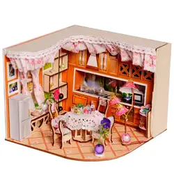 Прекрасный Merry Sweet Home обитания номер DIY кукольный домик комплект со светодиодной подсветкой деревянные украшения миниатюрный кукольный