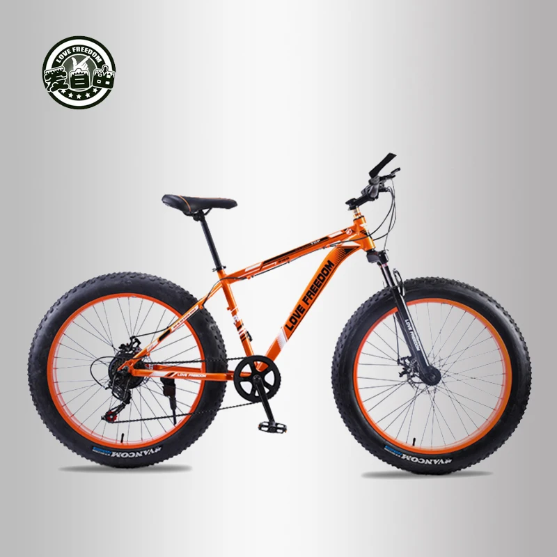 Love Freedom 7/24/27 Speed Mountain Bike Cross-country Aluminum Frame 26*4.0 Fatbike Disc brake Snow bicycle Free Delivery Love Freedom 7/24/27 Speed Mountain Bike Cross-country Aluminum Frame 26*4.0 Fatbike Disc brake Snow bicycle Free Delivery