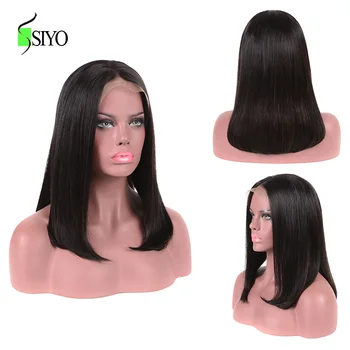 

SIYO Brazilian Straight Lace Front Human Hair Wigs For Women Remy Hair Black Color Pre Plucked Short 13X4 Human Hair Wig Bob Wig