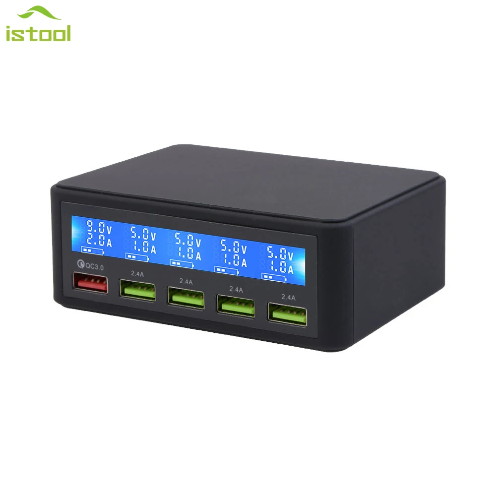 

818-5 USB Outputs Power Adapter With 4 USB Ports And Quick-Charge 3.0 USB Port Intelligent LCD Display Activate Battery