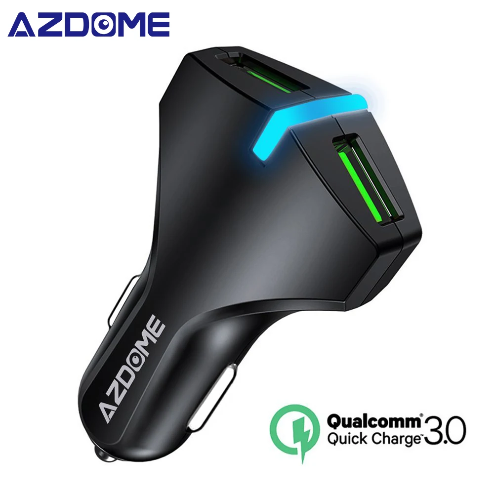 

AZDOME Quick Charge 3.0 Car Charger 5V 3A Fast Charging Car-charger LED Dual USB Car Mobile Phone Charger for iPhone X/8/8 Plus