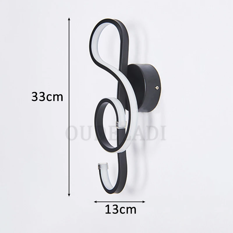  LED Aluminium wall lamp Black/White music symbol art sconce wall lights for home living room bedroo - 32921759605