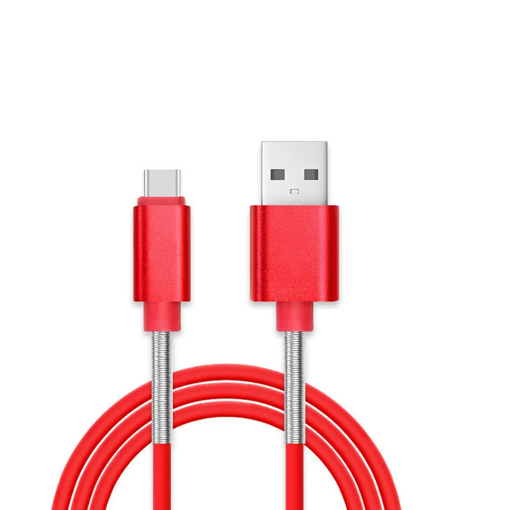 Пружинный кабель для зарядки и передачи данных type-C 3,1, кабель для быстрой зарядки телефона, кабель usb c type-c, кабель для передачи данных type-c - Цвет: Красный
