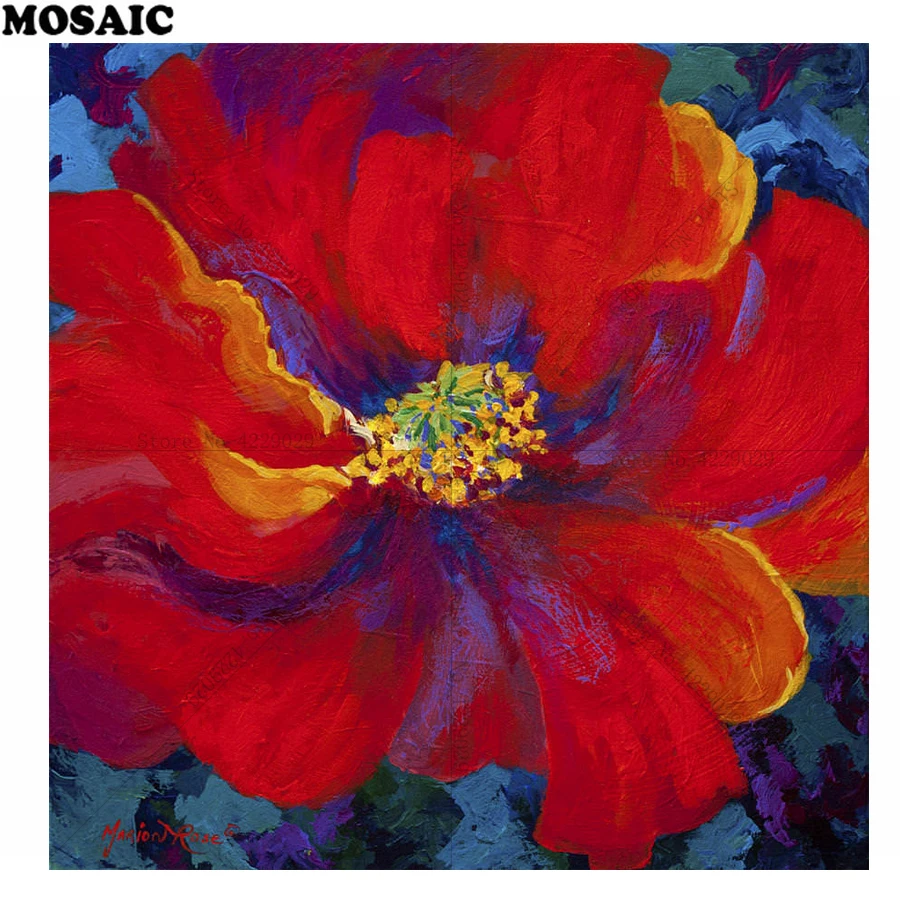 5d Diy Diamond Painting Cross Stitch red poppy Diamond ...