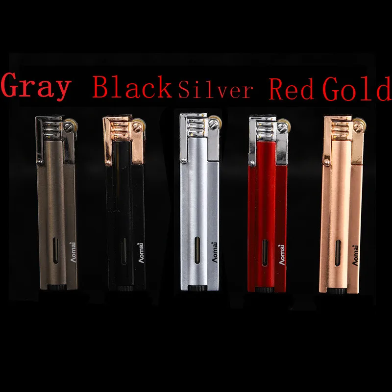

Creative 5 color Blue flame Windproof cigar Cigarette Lighter Grinding Wheel Lockable Direct Impact Gas Lighter for Smoking