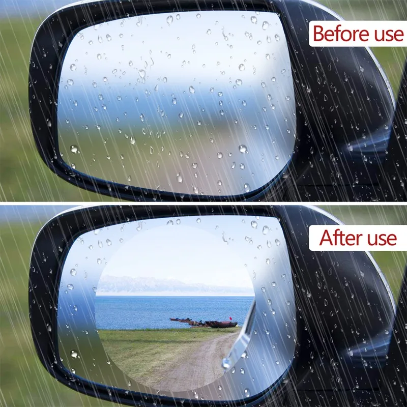 

2Pcs/Pair Car Anti Water Mist Film Anti Fog Coating Rainproof Rearview Mirror Window Waterproof Protective Film