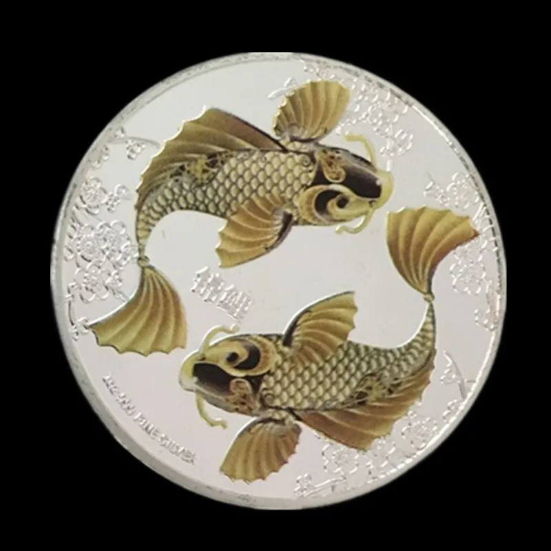 

2 pcs 2012 the Chinese koi carp cryprinus carpiod wildlife fish animal silver plate souvenir coin