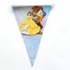 Красота и чудовище тематическая посуда для дня рождения Декор детские салфетки тарелка чашки шляпы скатерть воздушный шар флаг соломенные вечерние принадлежности - Цвет: flag 10pcs