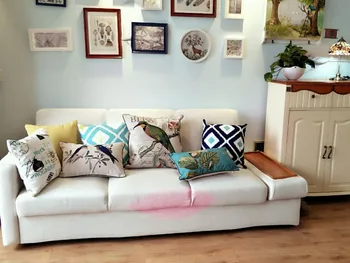 

modern simple floral bird cushion cover square pillow cover decorative pillowcase cotton linen cover for lumbar pillow